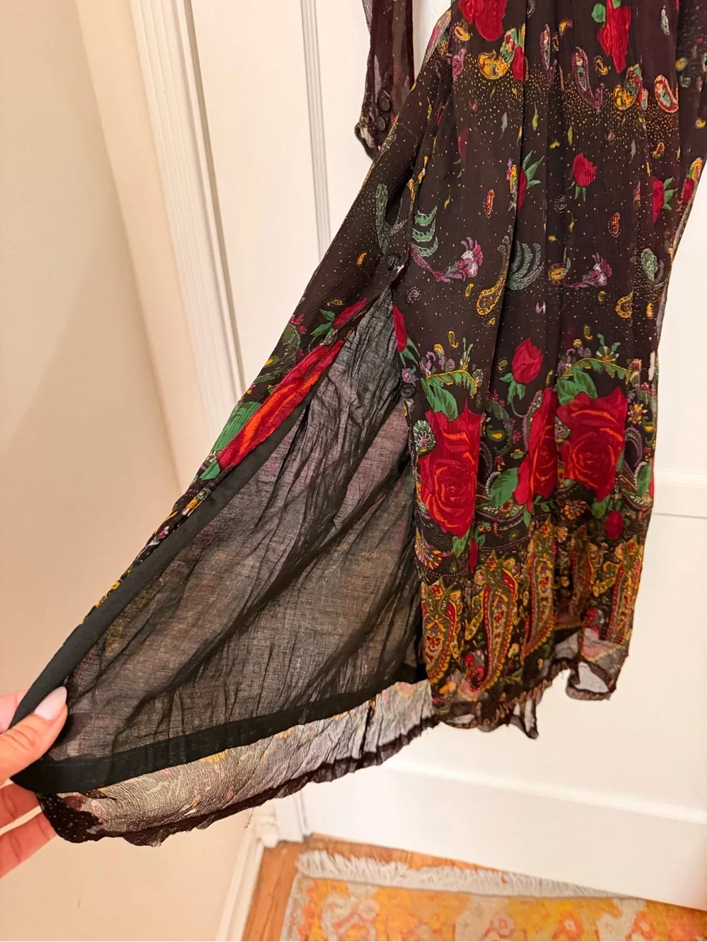 Late 1960s Vintage Miss Selfridge Indian paisley floral Maxi dress Size Medium - Picture 14 of 17